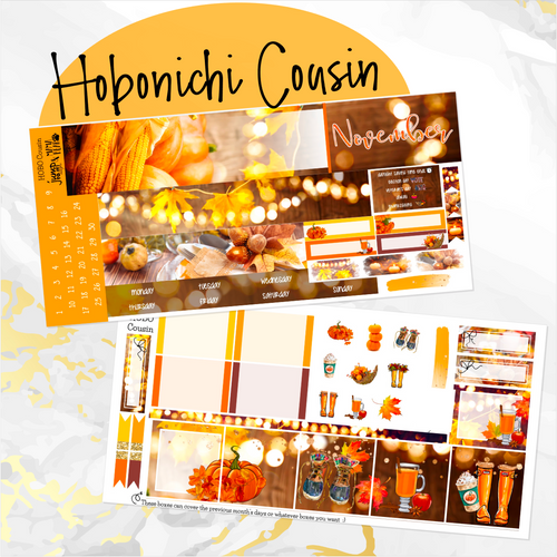 November Harvest Glow monthly - Hobonichi Cousin A5 personal planner