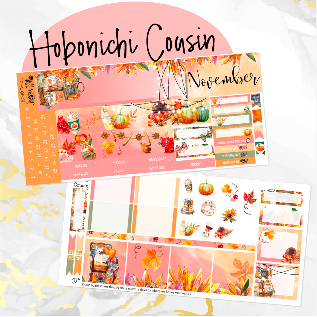 November Thanksgiving Bliss monthly - Hobonichi Cousin A5 personal planner