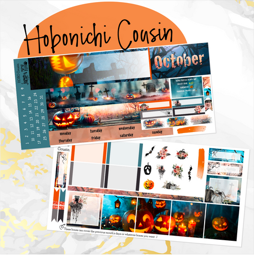 October Spooky Night Halloween monthly - Hobonichi Cousin A5 personal planner