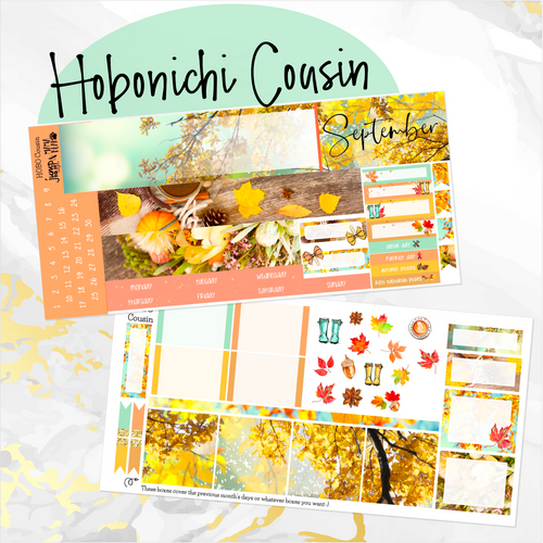 September Autumn Daze monthly - Hobonichi Cousin A5 personal planner