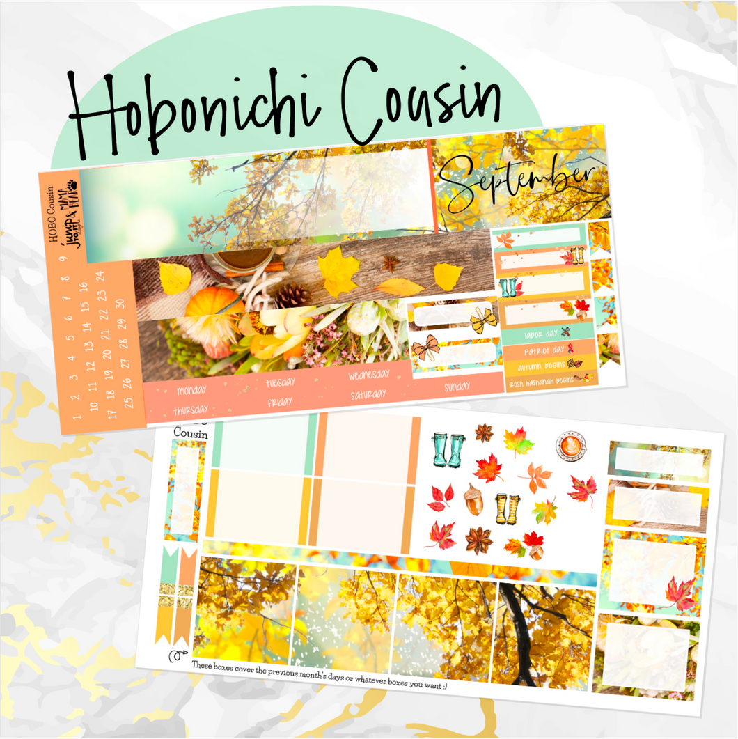 September Autumn Daze monthly - Hobonichi Cousin A5 personal planner
