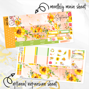 September Sunflowers monthly - Hobonichi Cousin A5 personal planner