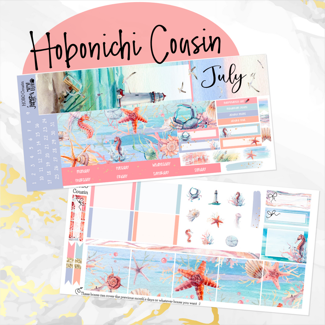 July Sea Treasures monthly - Hobonichi Cousin A5 personal planner