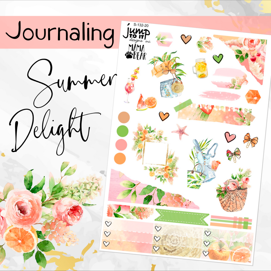June Summer Delight JOURNAL sheet - planner stickers          (S-132-20)