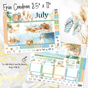 July Beach Days monthly - Erin Condren Vertical Horizontal 7"x9", Happy Planner Classic, Mini & Big (Copy)