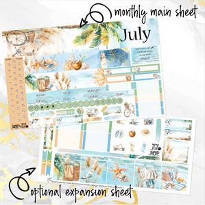 July Beach Days monthly - Hobonichi Cousin A5 personal planner