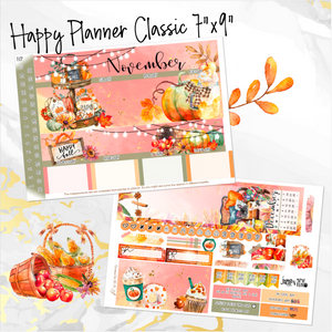 November Thanksgiving Bliss '24 monthly - Erin Condren Vertical Horizontal 7"x9", Happy Planner Classic, Mini & Big