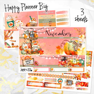 November Thanksgiving Bliss '24 monthly - Erin Condren Vertical Horizontal 7"x9", Happy Planner Classic, Mini & Big