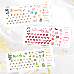 Monthly Planner Kits MINIs - Whole year 12 months Jan - Dec  (S-137 Mini)