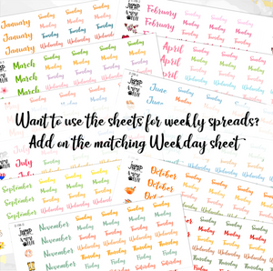 Monthly Planner Kits MINIs - Whole year 12 months Jan - Dec  (S-137 Mini)
