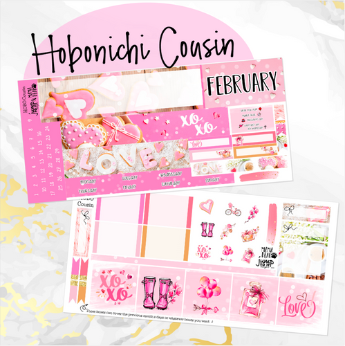 February Valentine Love '24 monthly - Hobonichi Cousin A5 personal planner