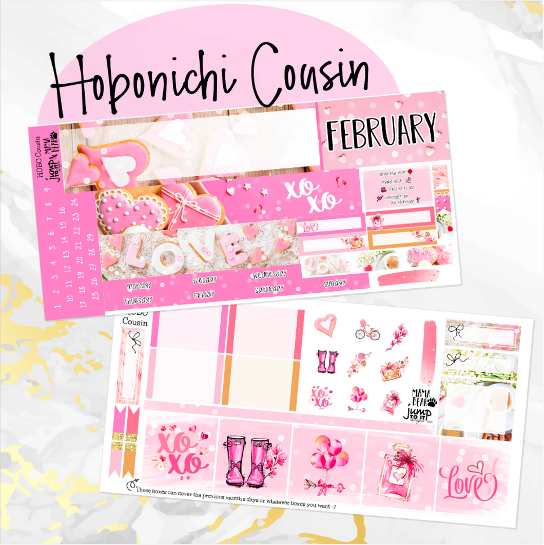 February Valentine Love '24 monthly - Hobonichi Cousin A5 personal planner