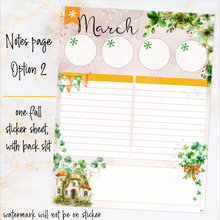 Load image into Gallery viewer, March Shamrock Dreams Notes monthly sticker - Erin Condren Vertical Horizontal 7&quot;x9&quot;, Happy Planner Classic, Mini &amp; Big