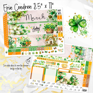 March Shamrock Dreams monthly - Erin Condren Vertical Horizontal 7"x9", Happy Planner Classic, Mini & Big