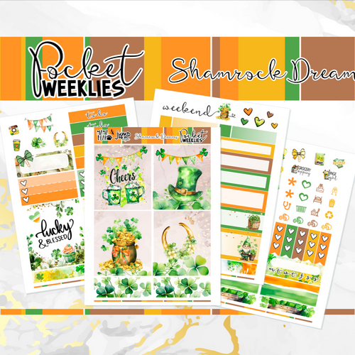 March Shamrock Dreams - POCKET Mini Weekly Kit Planner stickers