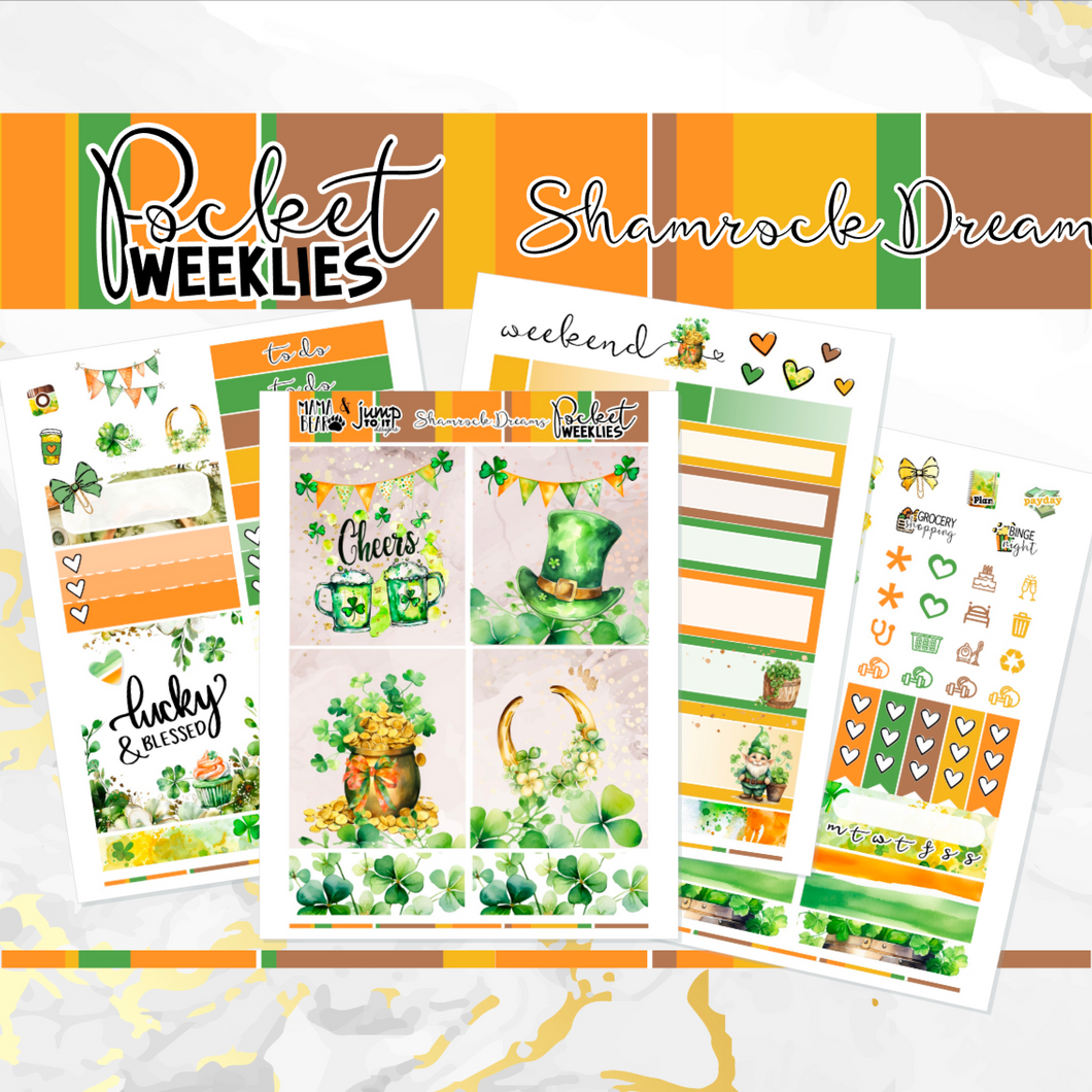 March Shamrock Dreams - POCKET Mini Weekly Kit Planner stickers