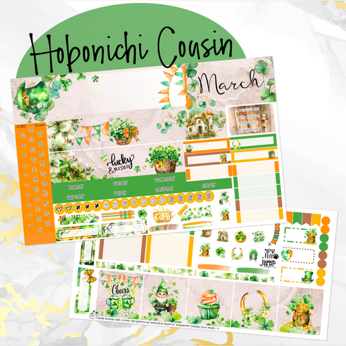 March Shamrock Dreams monthly - Hobonichi Cousin A5 personal planner