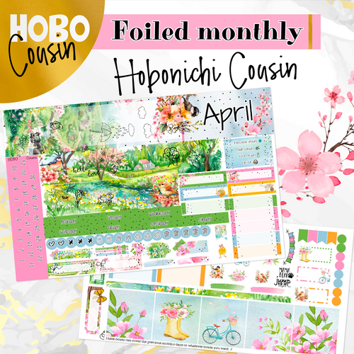 April Spring Fever FOILED monthly - Hobonichi Cousin A5 personal planner