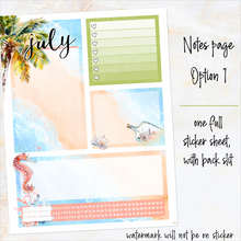 Load image into Gallery viewer, July Lazy Days Notes monthly sticker - Erin Condren Vertical Horizontal 7&quot;x9&quot;, Happy Planner Classic, Mini &amp; Big