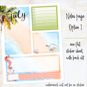 July Lazy Days Notes monthly sticker - Erin Condren Vertical Horizontal 7"x9", Happy Planner Classic, Mini & Big