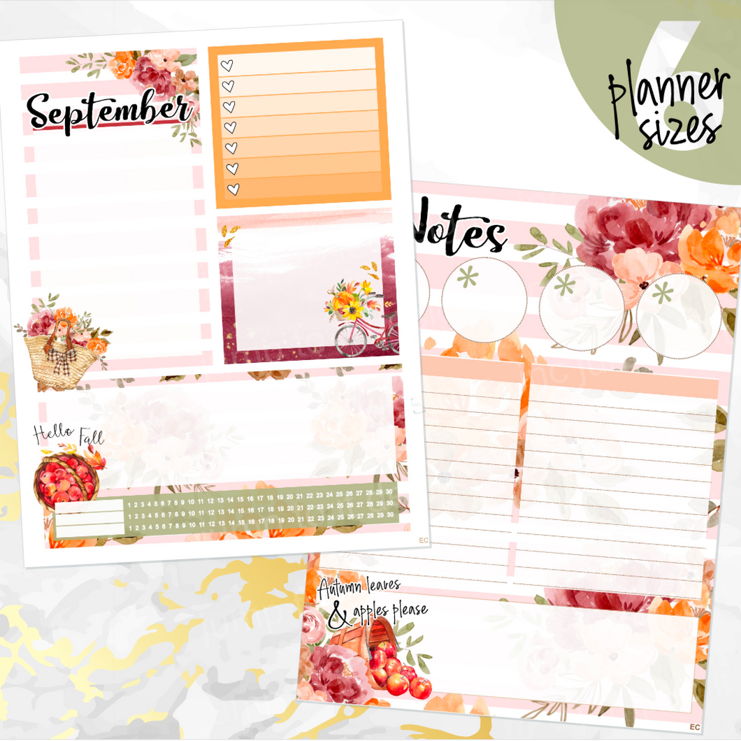 September Harvest Blush Notes monthly sticker - Erin Condren Vertical Horizontal 7