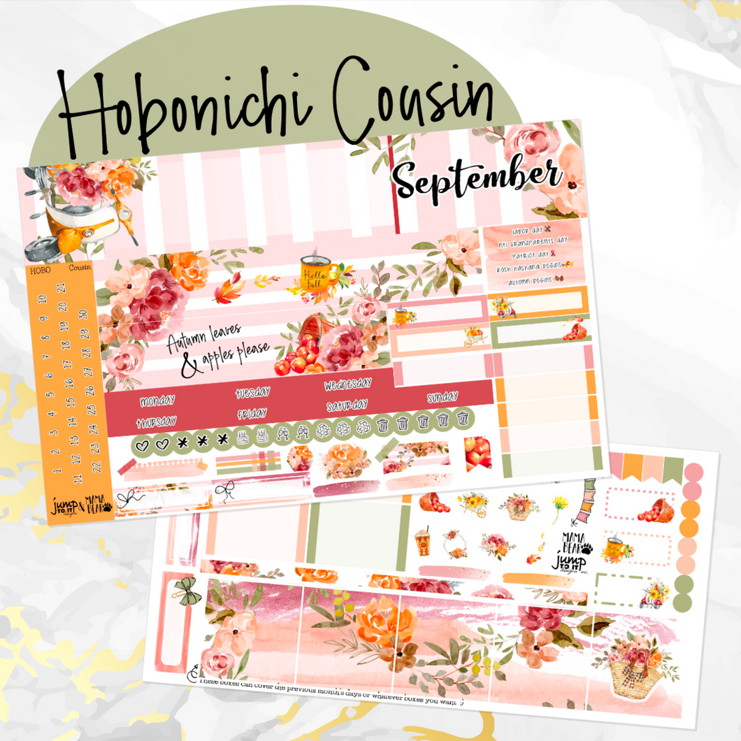 September Harvest Blush monthly - Hobonichi Cousin A5 personal planner