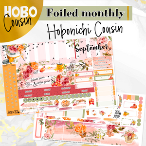 September Harvest Blush FOILED monthly - Hobonichi Cousin A5 personal planner