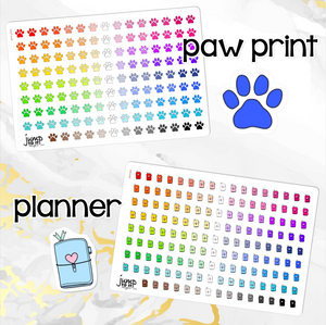 Functional Icon planner stickers -Asterisk, Balloons, Clothesline, Coffee, Computer, Doctor, Email, Fork/knife, Gift, Grocery bag, Hair dryer, Happy mail, Kettlebell, Laundry basket, Paper clip, Paw print, Planner, Prescription, Tooth, Trash (S-113)