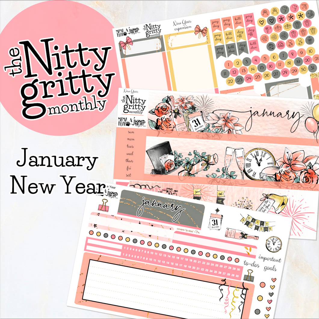 January New Year ’23 - The Nitty Gritty Monthly - Erin Condren Vertical Horizontal