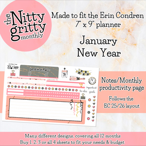 January New Year ’23 - The Nitty Gritty Monthly - Erin Condren Vertical Horizontal