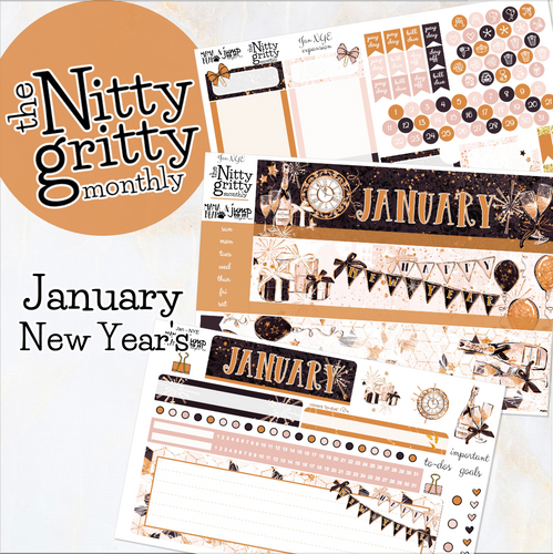 January New Year's Eve - The Nitty Gritty Monthly - Erin Condren Vertical Horizontal
