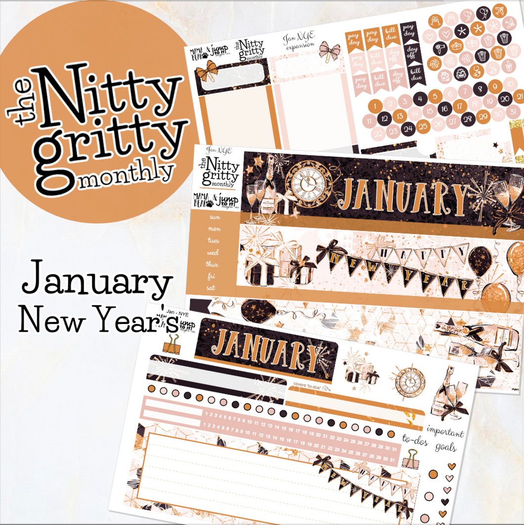 January New Year's Eve - The Nitty Gritty Monthly - Erin Condren Vertical Horizontal
