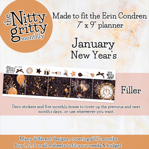 January New Year's Eve - The Nitty Gritty Monthly - Erin Condren Vertical Horizontal