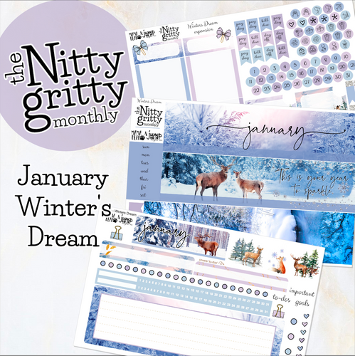 January Winter’s Dream - The Nitty Gritty Monthly - Erin Condren Vertical Horizontal