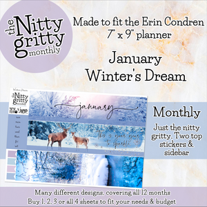 January Winter’s Dream - The Nitty Gritty Monthly - Erin Condren Vertical Horizontal