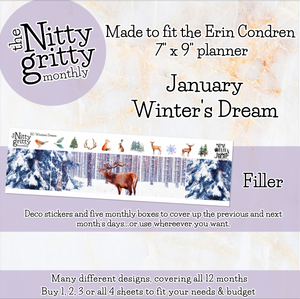 January Winter’s Dream - The Nitty Gritty Monthly - Erin Condren Vertical Horizontal
