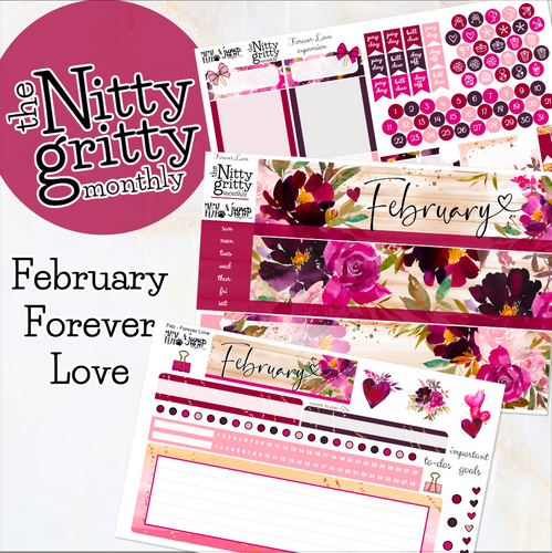 February Forever Love - The Nitty Gritty Monthly - Erin Condren Vertical Horizontal