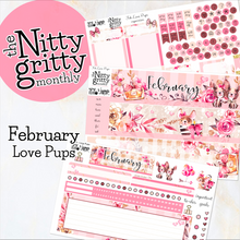 Load image into Gallery viewer, February Love Pups - The Nitty Gritty Monthly - Erin Condren Vertical Horizontal