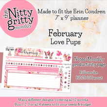 Load image into Gallery viewer, February Love Pups - The Nitty Gritty Monthly - Erin Condren Vertical Horizontal