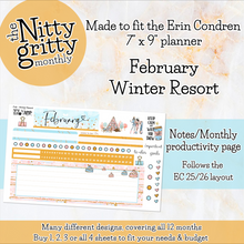 Load image into Gallery viewer, February Winter Resort - The Nitty Gritty Monthly - Erin Condren Vertical Horizontal