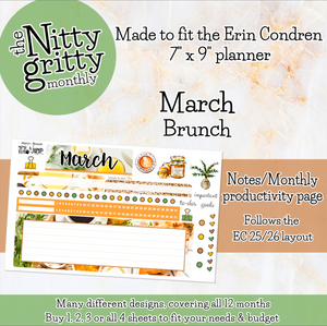 March Brunch - The Nitty Gritty Monthly - Erin Condren Vertical Horizontal