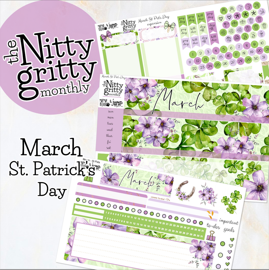 March St. Patrick's Day - The Nitty Gritty Monthly - Erin Condren Vertical Horizontal