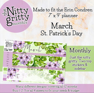 March St. Patrick's Day - The Nitty Gritty Monthly - Erin Condren Vertical Horizontal