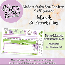 Load image into Gallery viewer, March St. Patrick&#39;s Day - The Nitty Gritty Monthly - Erin Condren Vertical Horizontal