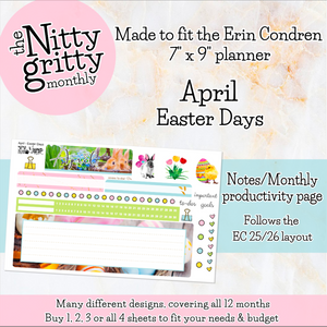 April Easter Days - The Nitty Gritty Monthly - Erin Condren Vertical Horizontal