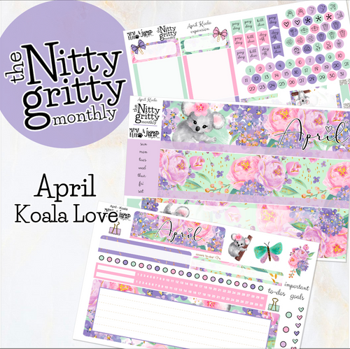 April Koala - The Nitty Gritty Monthly - Erin Condren Vertical Horizontal