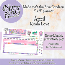 Load image into Gallery viewer, April Koala - The Nitty Gritty Monthly - Erin Condren Vertical Horizontal