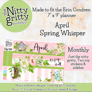 April Spring Whisper - The Nitty Gritty Monthly - Erin Condren Vertical Horizontal