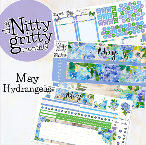 May Hydrangeas - The Nitty Gritty Monthly - Erin Condren Vertical Horizontal