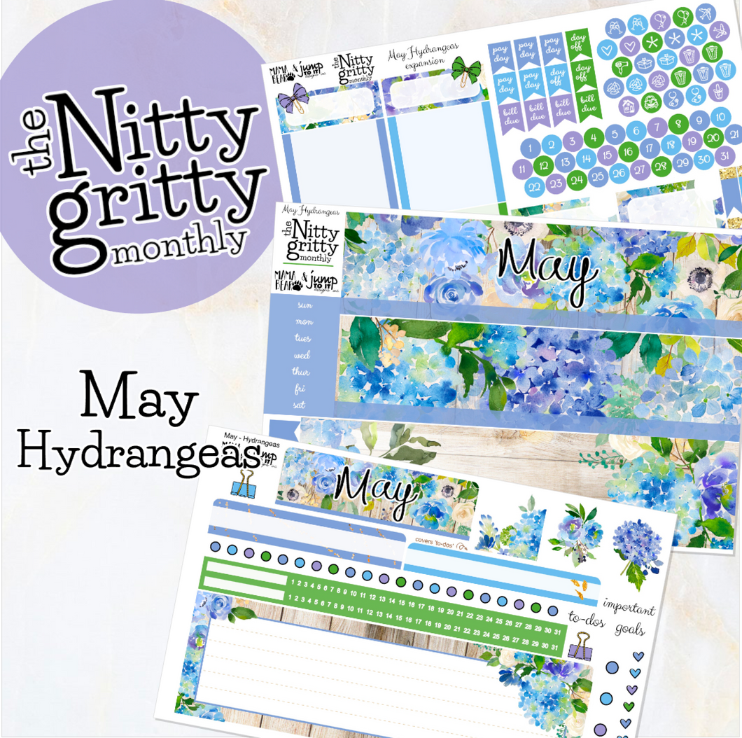 May Hydrangeas - The Nitty Gritty Monthly - Erin Condren Vertical Horizontal